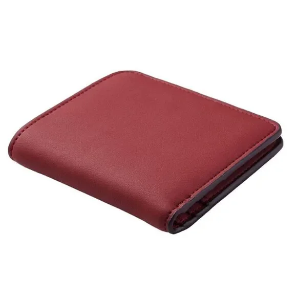 Deep Red Leather Compact Wallet - Picture 4 of 5